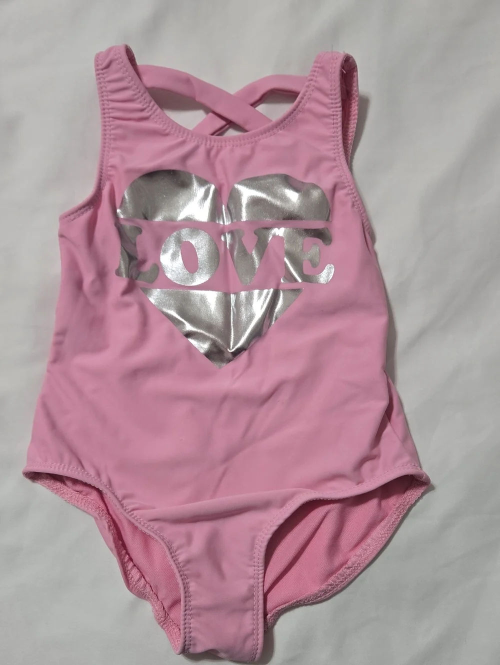 Young hearts swim 2 piece pink love rash guard and swim suit set